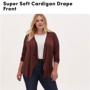 Torrid Brown Super Soft Cardigan Drape Front NWOT